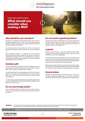 What should you consider when making a Will? 7