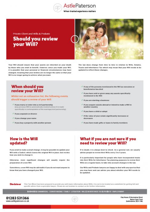 Should you review your Will? 1