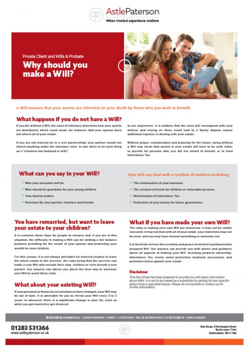 Why should you make a Will? 1