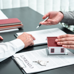 Property conveyancing specialists discussing the next steps with a customer.