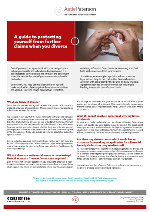 Why should you get a Consent Order? 1
