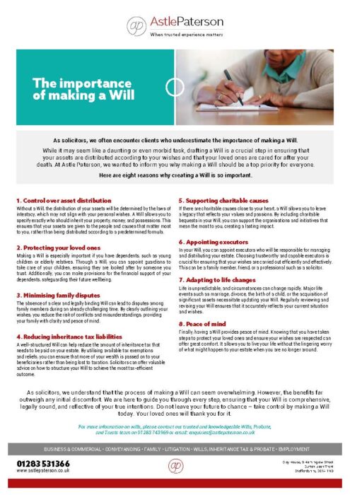The importance of making a will 1