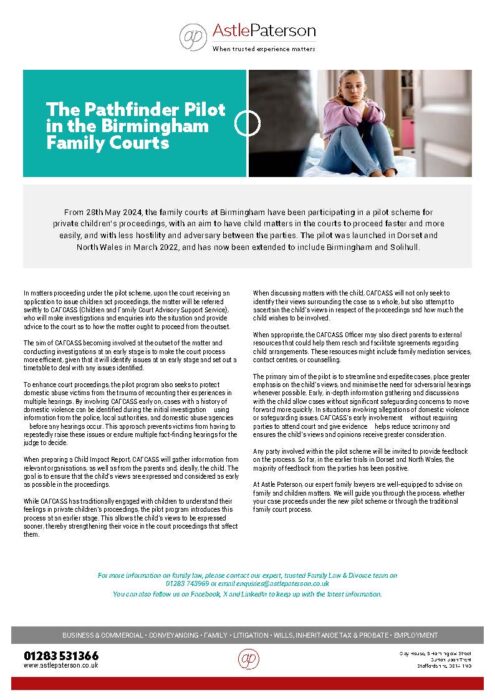 The Pathfinder Pilot in the Birmingham Family Courts 1