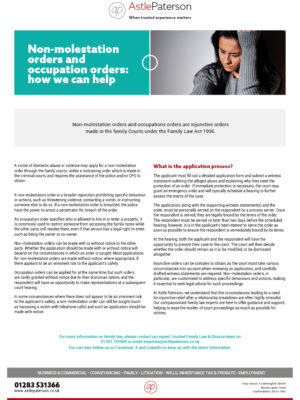 Non-molestation orders and occupation orders: how we can help 7